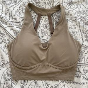 Gymshark x Whitney Simmons Longline Sports Bra in Cement Brown